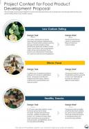 Project Context For Food Product Development Proposal One Pager Sample Example Document