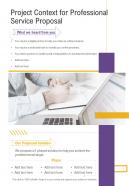 Project Context For Professional Service Proposal One Pager Sample Example Document