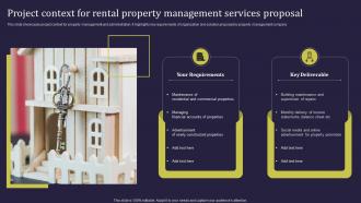 Project Context For Rental Property Management Services Proposal Ppt Ideas