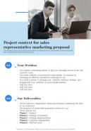 Project Context For Sales Representative Marketing Proposal One Pager Sample Example Document