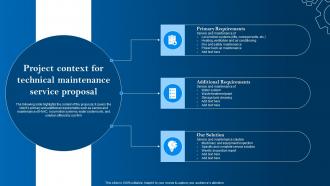 Project Context For Technical Maintenance Service Proposal Ppt Background