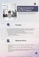 Project Context For The Pr Proposal One Pager Sample Example Document