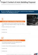 Project Context Of Auto Detailing Proposal One Pager Sample Example Document