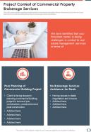 Project Context Of Commercial Property Brokerage Services One Pager Sample Example Document