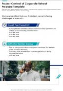 Project Context Of Corporate Retreat Proposal Template One Pager Sample Example Document