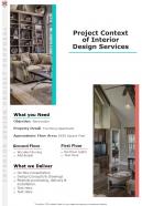 Project Context Of Interior Design Services One Pager Sample Example Document