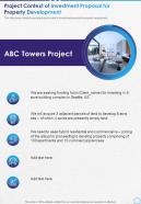 Project Context Of Investment Proposal For Property Development One Pager Sample Example Document