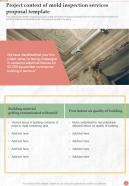 Project Context Of Mold Inspection Services Proposal Template One Pager Sample Example Document