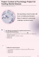 Project Context Of Psychology Project For Treating Mental Disease One Pager Sample Example Document