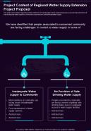 Project Context Of Regional Water Supply Extension Project One Pager Sample Example Document