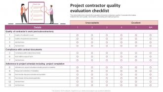 Project Contractor Quality Evaluation Checklist