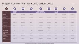 Project Controls Plan For Construction Costs