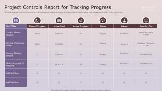 Project Controls Report For Tracking Progress