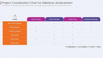 Project coordination chart for milestone achievement