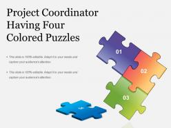 Project coordinator having four colored puzzles