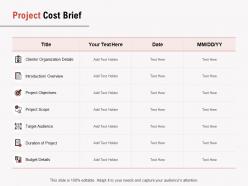 Project Cost Brief Ppt Powerpoint Presentation Gallery Format