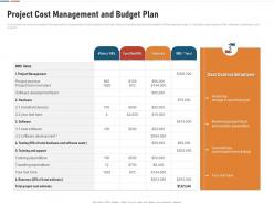 Project cost management and budget plan