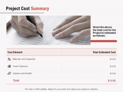 Project cost summary ppt powerpoint presentation file clipart