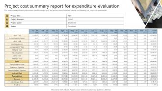 Project Cost Summary Report For Expenditure Evaluation