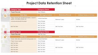 Project data retention sheet project analysis templates bundle ppt pictures