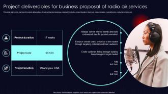 Project Deliverables For Business Proposal Of Radio Air Services Ppt Show Background Images