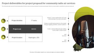 Project Deliverables For Project Proposal For Community Radio Air Services Ppt Template
