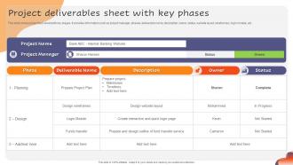 Project Deliverables Sheet With Key Phases