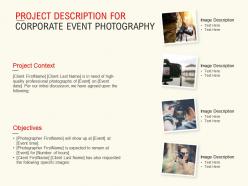 Project description for corporate event photography ppt powerpoint presentation