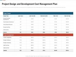 Project design and development cost management plan