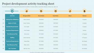 Project Development Activity Tracking Sheet