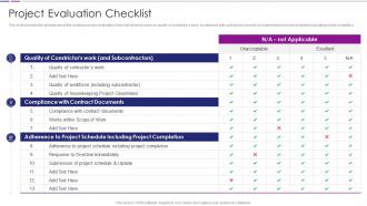 Project Evaluation Checklist Quantitative Risk Analysis
