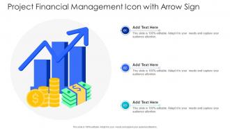 Project financial management icon with arrow sign
