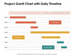 Project Gantt Chart With Daily Timeline Ppt Powerpoint Presentation Styles Graphics