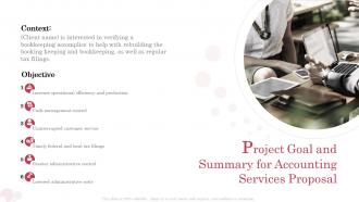 Project goal and summary for accounting services proposal