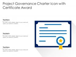 Project governance charter icon with certificate award