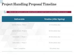 Project handling proposal timeline ppt powerpoint presentation ideas icon