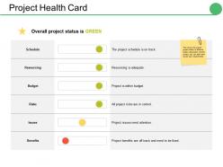 Project health card ppt infographics deck