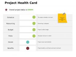 Project health card ppt powerpoint presentation gallery templates