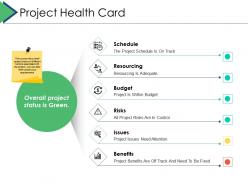 Project health card project brief ppt powerpoint presentation summary design templates