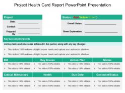 Project health card report powerpoint presentation