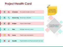 Project health card sample of ppt presentation