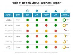 Project Health Status Business Report