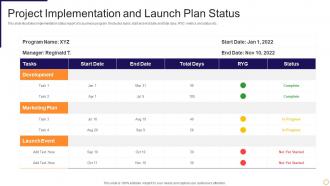 Project Implementation And Launch Plan Status