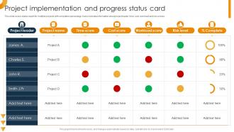 Project Implementation And Progress Status Card