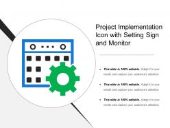 Project implementation icon with setting sign and monitor