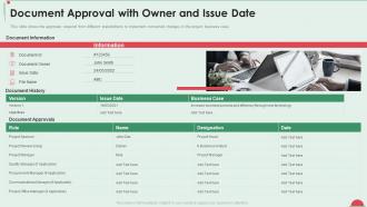 Project in controlled environment document approval with owner and issue date