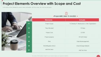 Project in controlled environment project elements overview with scope and cost