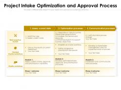 Project intake optimization and approval process