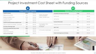 Project investment cost sheet with funding sources