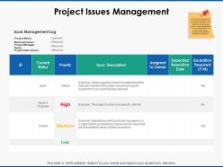Project issues management log ppt powerpoint presentation file themes